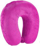 MELVIS Premium Fabric Neck Pillow, Unisex U-Shaped Micro Fibre Soft Cushions Comfortable Head Rest Neck Rest Pillow For Travel, Car, Train, Flight, Bus, Neck Travel Pillow Multipurpose, Pink