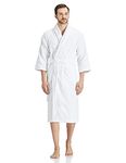 Amazon Brand - Solimo 100% Cotton Unisex Bathrobe, Brilliant White, Medium, Set of 1