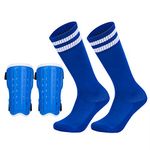 Soccer Shin Pad Over Knee Soccer Socks 2 Pairs Kids Leg Carf Protective Shin Pads Adjustable Perforated Breathable Guard Board and Impact Resistant Youth Kids Soccer Guards Socks