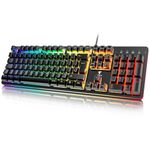 TECURS Gaming Keyboard Wired, RGB Backlit, Customizable Actuation, Anti Ghosting Silent Keyboard, 105 Keys Full Size Ergonomic Waterproof Keyboard for PC Gamers, QWERTY Layout