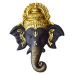 Holiness Craft Ganesha Face Mural Wall Hanging Mural Showpiece for Home Entrance Decor, Office, Study Room - Idol Statue Lord Ganesha face Wall Mount (Black)