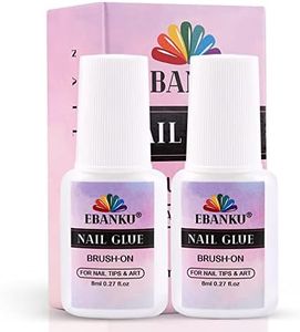 Nail Glue for Acylic Nails EBANKU 2PCS Brush On Nail Glue for Press On Nails Super Strong Nail Bond Adhesive Nail Glue for Fake Nails DIY Nail Art Salon NO Cure-8 ml