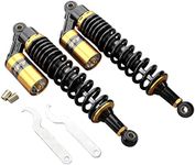 Newsmarts Pair Adjustable 13.5 Inch 340mm ATV Motorcycle Air Shock Absorbers Nitrogen Suspension Universal Fit for ATV UTV Go Kart Quad Dirt Sport Bikes Cafe Racer (Gold and Black)