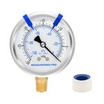 MEASUREMAN PRO 2.5 inch Dial Size, Glycerin Filled Pressure Gauge, 30inHg to 0 Vacuum Pressure Gauge,304 Stainless Steel Case, 1/4"NPT Lower Mount,for Air Conditioning Line, Tank, Air Pump, HVAC Test