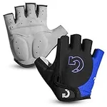 GEARONIC Cycling Bike Bicycle Motorcycle Glove Shockproof Foam Padded Outdoor Workout Sports Half Finger Short Gloves - Blue M