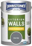 Johnstone’s – Exterior Smooth Masonry Paint – Moher Slate – Up to 15 Years Protection – Weather & Dirt Resistant – 60m² Coverage Per Tin - Dry in 1-2 Hours – 5 L