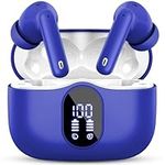 Wireless Earbuds, Bluetooth Headphones 5.4 HiFi Stereo, Wireless Earphones with ENC Noise Cancelling Mic, IP7 Waterproof in Ear Headphones, LED Digital Display Ear Buds, Touch Control, Blue