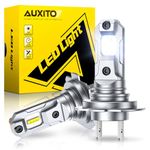 AUXITO H7 LED Headlight Bulb- 600% Brighter, 6500K Bright White, 1:1 Halogen Size, Plug & Play H7 Headlight Bulb, 60,000 Hours Lifespan, Pack of 2
