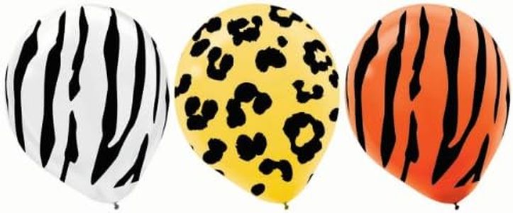 Amscan Globos de látex con estampado de animales de safari, paquete de 100, decoración de fiesta, talla única, multicolor