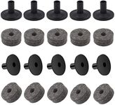 Cheerock Set of Cymbal Stand Felt Washer and Sleeves, 10pcs Grey Standard Size Cymbals Stand Felt Pads, 10pcs Plastic Cymbal Sleeve, Cymbal Replacement Accessories