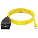 brileze Ethernet to OBD Interface Cable for BMW ENET 1.8M F-Series Replacement RJ45 OBDII ICOM Coding OBD 2 for E-Sys Programming Diagnosis ENET to OBD2 Connector Wire Adapter Tools, Yellow