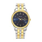 Titan Men's Trendsetter Stainless Steel Analog Watch: Chic Blue Dial & Two Tone Strap-1824BM03