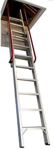 BPS Access Solutions Sliding Loft Ladder - 2 Section Grand Heavy Duty Aluminium Ladder - 2 Handrails, Silver, 2.31m - 3.25m