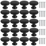 AvoDovA 20Pcs Black Kitchen Cabinet Knobs, Round Drawer Knobs Dresser Knobs Mushroom Door Handles Pulls Knobs Cupboard Drawer Pull Handles with Screws for Cabinet Drawer Kitchen Bathroom