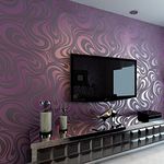 HANMERO Modern Minimalist Abstract Curves Glitter Non-woven 3D Wallpaper For Bedroom Living Room TV Backdrop Purple