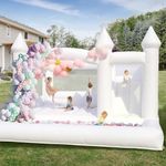 15ft White Bounce House Wedding for Adults Kids, 100% PVC Commercial Bounce House with Slide&Ball Pit, Large Adult Bounce House Castle with Powerful Blower, Up to 800LB, 15x15x10FT