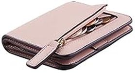 Toughergun Womens RFID Blocking Small Compact Bifold Luxury Genuine Leather Pocket Wallet Ladies Mini Purse with ID Window (08 ReNapa Pink Champagne)