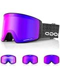 Odoland Photochromic Ski Goggles for Sunny and Cloudy Days, Anti-Fog OTG UV400 Protection Cylinder Snowboard Goggles for Adult Men Women Youth, Helmet Compatible for Skiing Snowboard BA