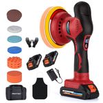 Cordless Car Buffer Polisher - 6IN Car Buffers and Polishers Kit, 6 Variable Speed Car Polishing Kit, 2*21V 2.0Ah Batteries Cordless Polisher for Car Detailing/Polishing/Waxing/Scratch Removing,Red