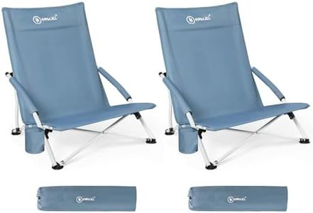 Homecall Lot de 2 chaises de plage pliables, légères, avec dossier confortable, accoudoirs rembourrés, jusqu'à 120 kg, pour la plage, le jardin