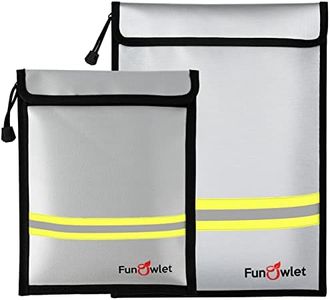 Fireproof Waterproof Money Document Bag - 2 Pack Safe Upgraded Zipper Bags, Fire & Water Resistant Storage Organizer Pouch for A4 A5 Documents Holder,File,Cash,Jewelry,Passport,Tablet,Laptop (Gray)