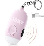 Safesound Personal Alarm for Women with LED Flashlight. Rechargeable, Waterproof, Pink, Small Police Approved Panic & Rape Alarm with Keyring for Students, Elderly, Girls & Kids