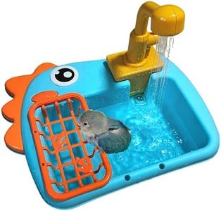 PRFOKEY Bird Bathing Tub with Automatic Watering Faucet - Parrot Shower Box for Cockatiels, Budgies, Lovebirds & Conures - Cage Mountable Accessory to Promote Natural Bathing