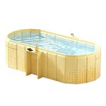 150cm Portable Bathtub with Shelf, Foldable Bathtub for 2 Persons, No-Inflation Collapsible Soaking Tub for Adults, 2-in-1 Ice Bath & Hot SPA Tub for Shower Stall, Garden & Camping (Yellow)
