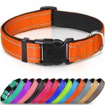 Joytale Dog Collar, Reflective Padded Neoprene Pet Collar, Adjustable Nylon Collars for Medium Dogs, M, Orange