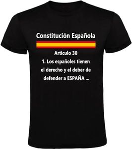 RBR Unisex Cotton T-Shirt, Item 30, Spanish Constitution, Size XL, Black, Black, XL