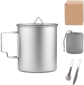 Dynara Titanium Camping Cookware 750ML Titanium Pot Kits with Camping Stove and Spork Portable Pot for Backpacking Hiking Traveling and Picnic