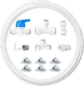 HAOCHEN Safe Ice Maker/Refrigerator Water Line Kit, Fridge Water Line Connection and IceMaker Installation Kit (Install Easily) for Reverse Osmosis Systems & Water Filters(1/4" & 3/8" Output) (white)