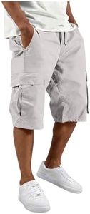 Cargo Shorts for Men - Capri Long Cargo Shorts for Men Relaxed Fit Below Knee 3/4 Length Elastic Waist Summer Outdoor Short Pants with 6 Pockets - Camping,Hiking,Climbing,Fishing,Casual Wear,Workwear