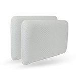 Sleepsia Cervical Memory Foam Pillow (Standard) - Best for Neck & Shoulder Pain, Support for Back, Stomach, Side Sleepers with Washable Cover (24 L X 14.5 W X 4.5 H, White) Pack of 2