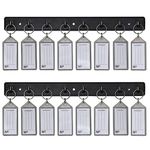 Acrimet Key Tag Rack w/ 8 Keyring Tags (Self-Adhesive Key Storage Rack) (2 Pack) (Black with Smoke Color)