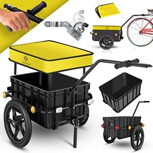 KESSER® Remolque para Bicicletas, Remolque de Carga con Enganche, Barra de Tiro Alta para el Transporte de Bicicletas, Caja de Transporte con Volumen de 70 litros, Peso máximo de 60 kg