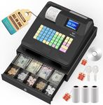 Perfiware Cash Register for Small Businesses with Cash Drawer,Electronic Cash Registers with Dual Display for Customer and Sales and Auto Print Receipt for Store/Market/Mall/Restaurant