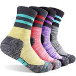 Women's Hiking Walking Socks, FEIDEER 4-Pack Outdoor Recreation Socks Wicking Cushion Crew Socks - - Large