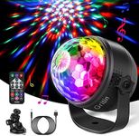 Gritin Disco Lights, 360° Rotation Sound Activated Disco Ball Party Lights with Remote Control - 3W RGB Dynamic Light Effect, 4M/13ft USB Cable for Kids Birthday, Friend Gathering, Xmas