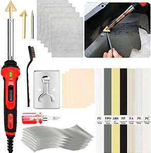 100w Plastic Welder, Plastic Welding Kit with 7 Types of Welding Plastic, Soldering Iron Kit with 3 Tips & 5 Reinforcing Stainless Steel Mesh for Welding and Repairing Plastic