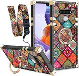 nancheng for LG Stylo 6 Case, LG K71 Case Kickstand Ring Holder Clip Exotic Colorful Square Diamond Rivet Crystal Anti-Shock Protective Soft Slim Shockproof TPU Cover for LG Stylo 6-Mandala Flower