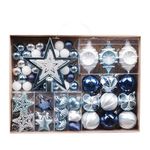 Valery Madelyn Christmas baubles for Christmas tree decorations,70pcs 3-10cm Silver and Blue Christmas Ball Ornaments for Christmas Tree Decorations