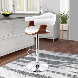 ALFORDSON Bar Stool Adjustable Kitchen Stool Joan Swivel Counter Dining Chair in 61-82cm Seat Height, Barstool Furniture for Countertop Home Bar, White