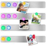 Frameless Magnetic Stainless Iron Board Strips Adhesive Backing Bulletin Bar Board with 10 Pieces Colorful Magnet Memo Strip for Office Home 4Pcs