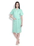 Sanddune Women Bathrobe | Terry Cotton Shower Gown | Half Sleeve Knee Length Ladies Bath Robes | Pocket with Waist belt Girls Bathrobes | Dark Green Bathrobe - Extra Large Size