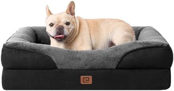 EHEYCIGA Memory Foam Dog Bed for Medium Size Dog, Orthopedic Dog Sofa Bed with Sides and Waterproof Liner, Washable Bolster Pet Bed Couch with Removable Cover, 30x20x6.5 Inch, Grey/Black