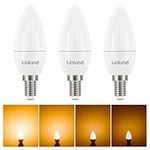 Linkind E14 Dimmable Led Candle Light Bulbs, B35 Small Screw Light Bulb, Warm White 2700K, 470lm, 4.2W (Equivalent to 40W) Energy Saving, SES E14 Candle Bulbs, Pack of 3