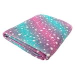 Live It Style It Fleece Blankets For Girls, Soft Fluffy Throw For Kids, Unicorn Gifts For Women, Cosy Blanket Chairs Sofa (Pink Green Stars)