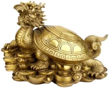 Jefuzh 三风水纯铜龙头龟摆件 Feng Shui Figurine Home Office Decor Chinese Gifts 镇宅招财吉祥家居客厅办公装饰品八卦龟包邮 9120