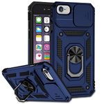 Hitaoyou Designed for iPhone SE Case 2022, iPhone se 2020 case with Camera Cover Slim Fit Hard Case with 360°Ring Holder Kickstand Magnetic Car Mount Supported Protective Case for iPhone 8/7/SE